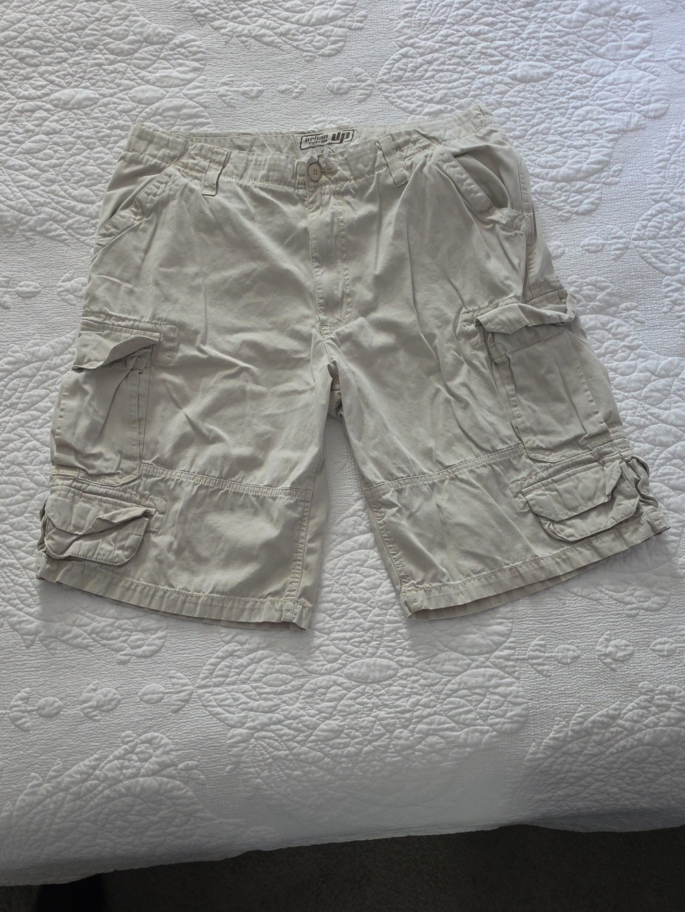 urban pipeline Beige Cargo Shorts with Utility Pockets